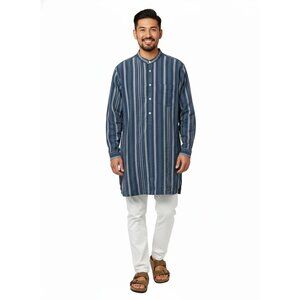 Snow Peak Men's Long Sleeve Button Shirt Blue Stripes Woven Size L US / XL Japan